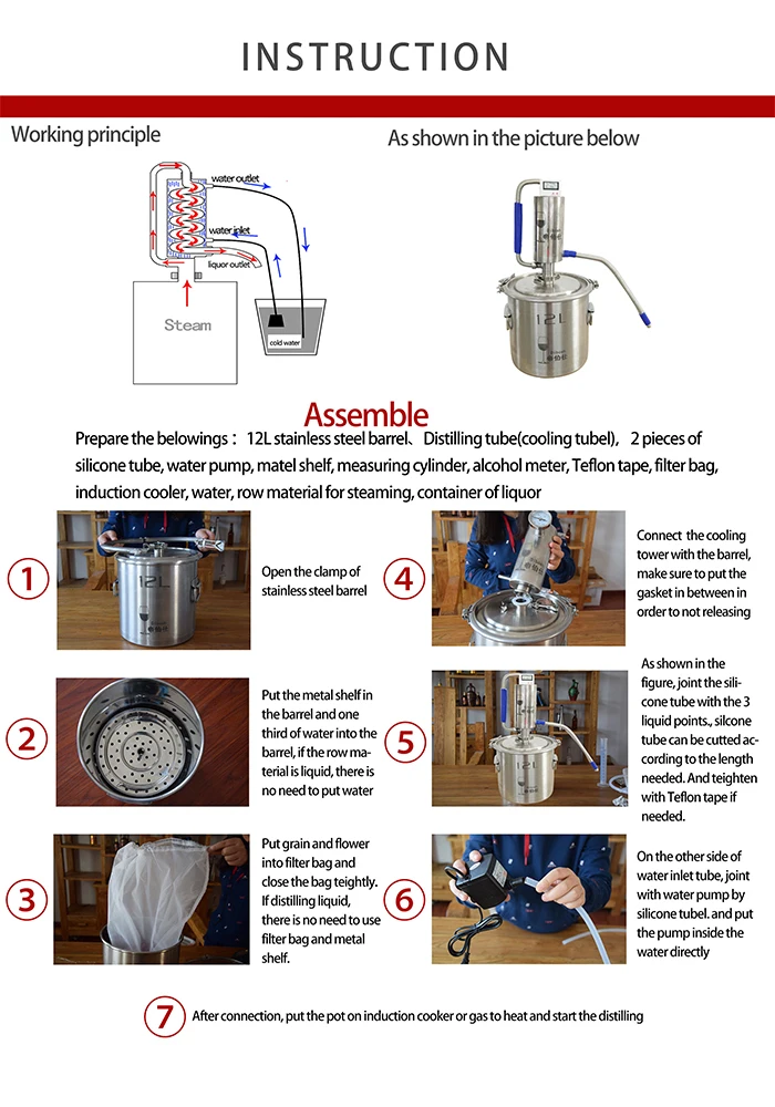 12L ยังคงแอลกอฮอล์กลั่นเครื่อง Distillery Moonshine Distiller แอลกอฮอล์กลั่นอุปกรณ์ DISTIL ยังคง Distil Equip