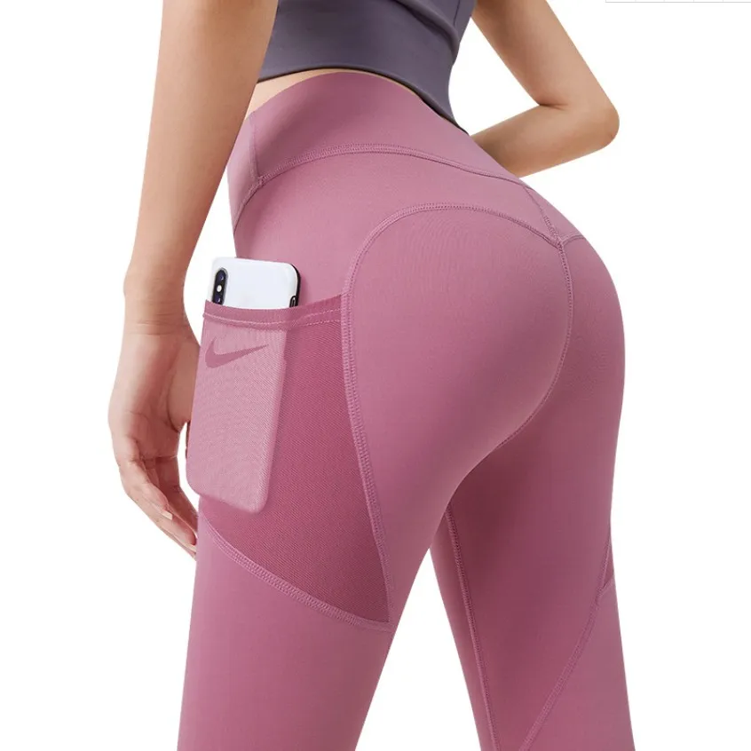 ลดราคาราคาถูกผู้หญิงแน่นพีชโยคะ Slim Elastic High เอว Bottomed Hip Fitness ยกกางเกง