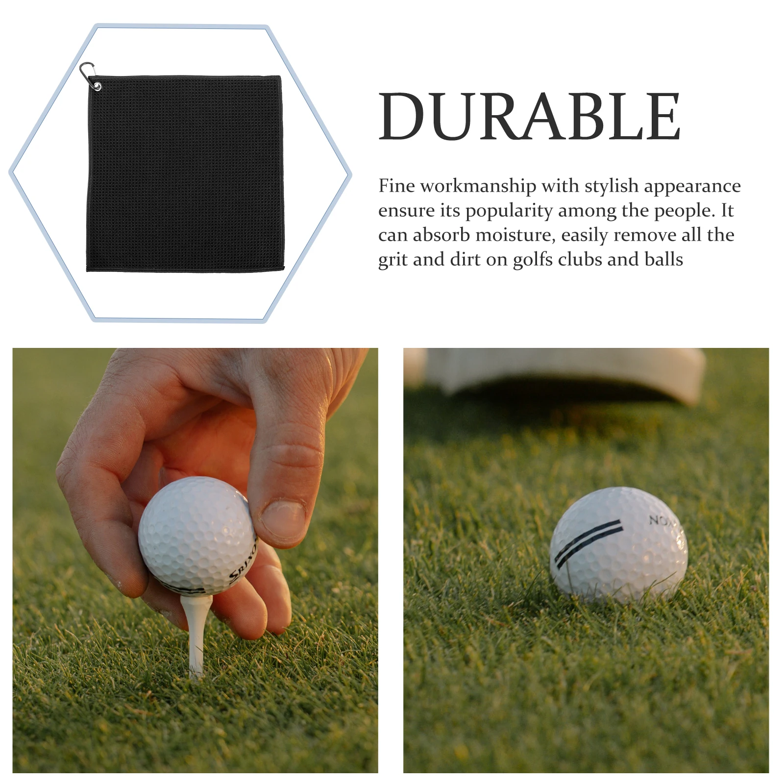 

2pcs 3 Black Golf Towels 30x30cm Lightweight Compact Microfiber Cleaner Portable Breathable Golfing Accessory Dry Towels