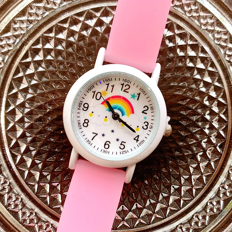 2024 New rainbow cloud luminous silicone band children's watch lovely cartoon quartz watch girls watch wholesale