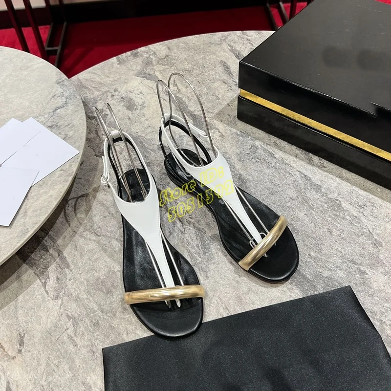 T حزام الصنادل المسطحة الكاحل مشبك حزام جولة تو الجلود 2024 الوافدين الجدد الصيف رائجة البيع نوعية ممتازة الأحذية المصنوعة يدويا #4