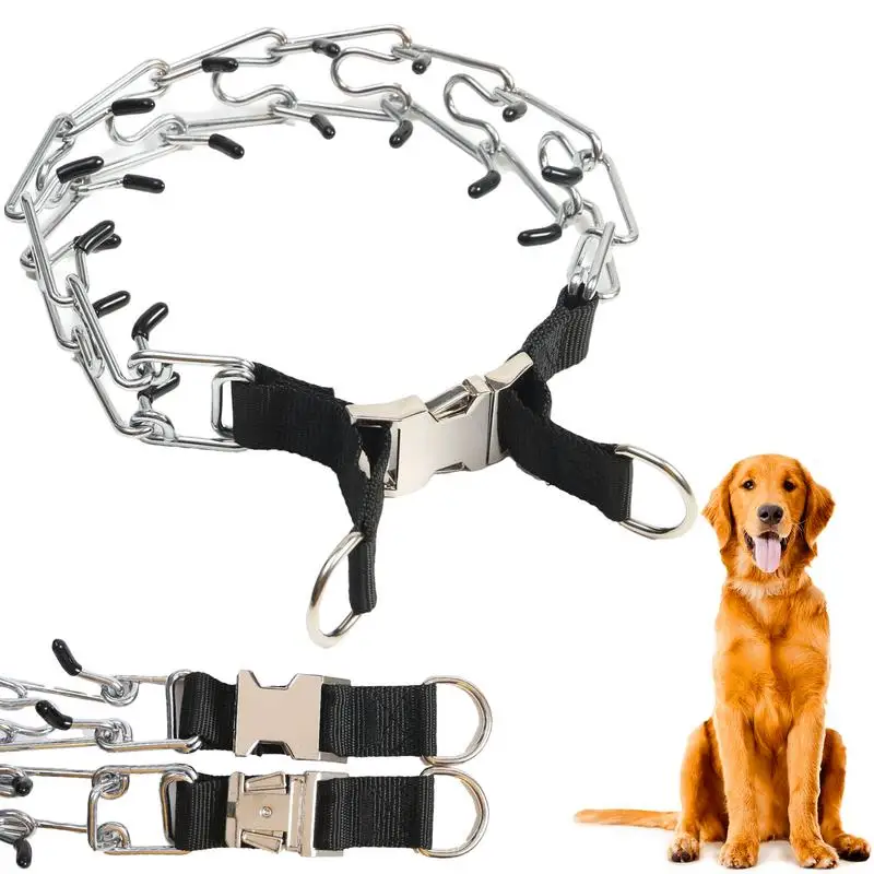 Dog Chain Collars Dog Choke Chain with Quick Release Metal Buckle Dog Pinch Training Collar pet Chain For puppy Training