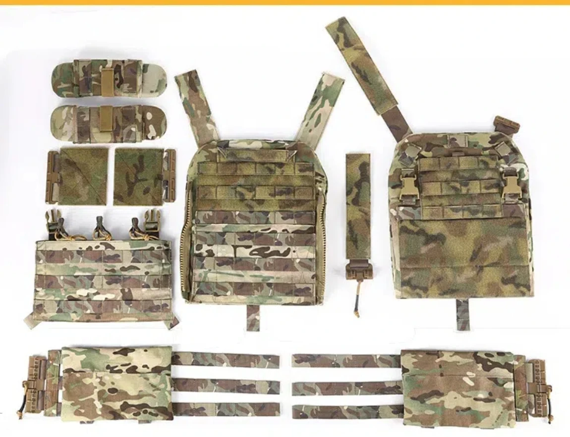 Rompi Tempur Militer Kamuflase Nilon 500D VPC Rompi Taktis Pembawa Rilis Cepat Dapat Dilepas Rompi Airsoft Peralatan Luar Ruangan