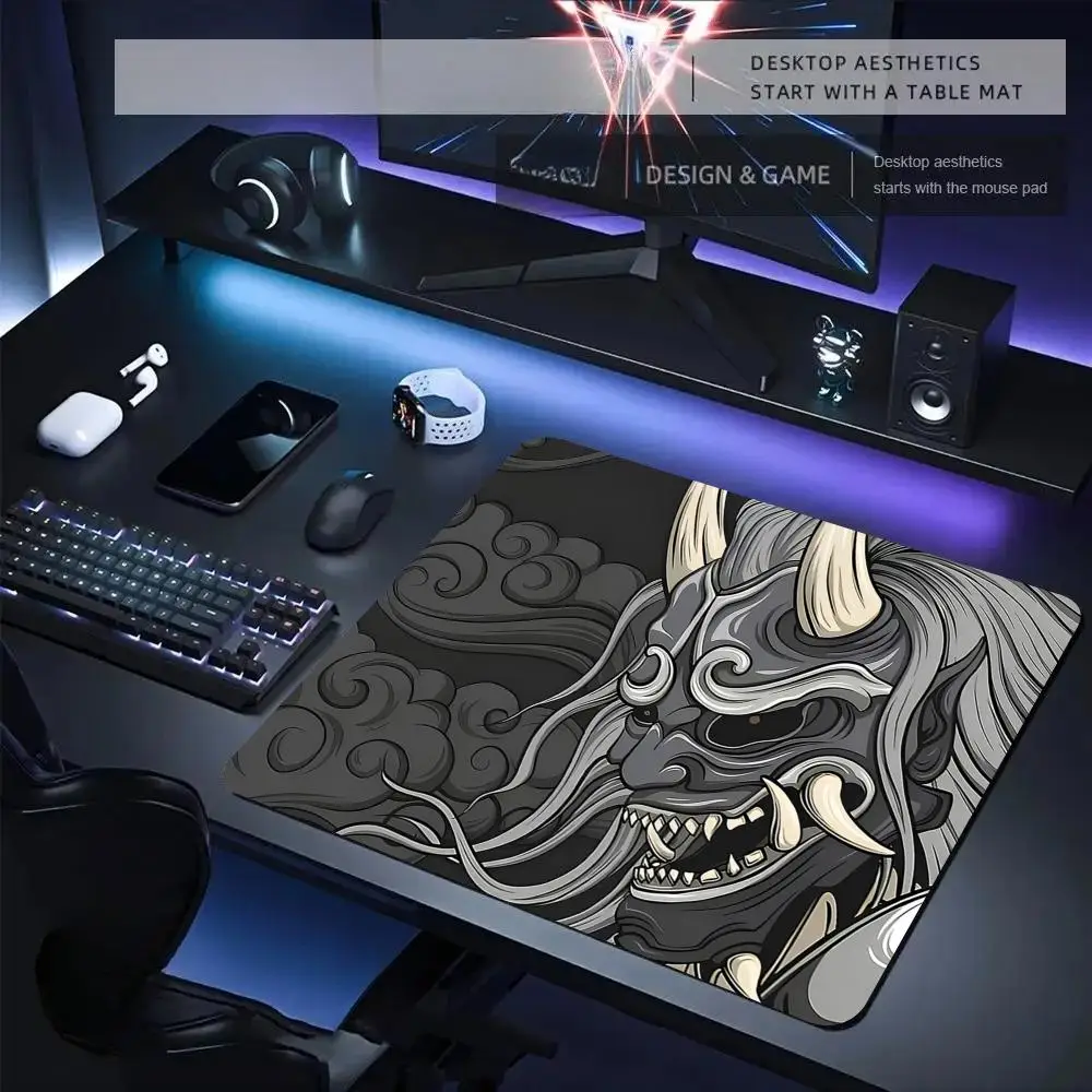

Stunning Samurai Ghost Mask Mouse Pad Desk Mat Gaming mats with Stitched Edge Durable Non-Slip 40X45CM mousepads desk pad