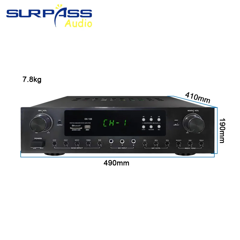 Домашний HIFI усилитель 8 Ом 150 Вт Bluetooth 5,0 усилители USB пульт дистанционного управления микрофон вход аудио звуковая система для вечеринки караоке-театра