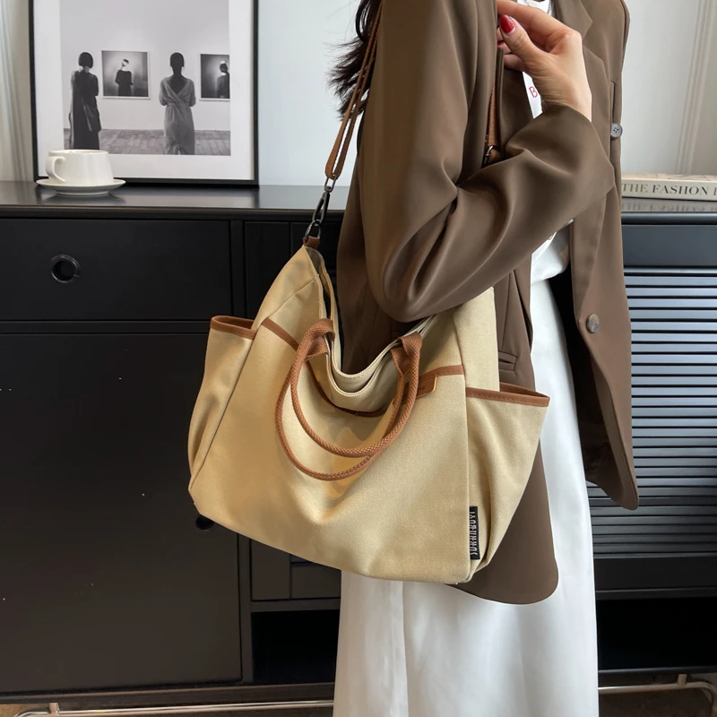 

2024 New Women Portable Fashion Luxury Canvas Multifunction Girls Handbags Large Capacity Crossbody Party Leisure Shoulder Bags