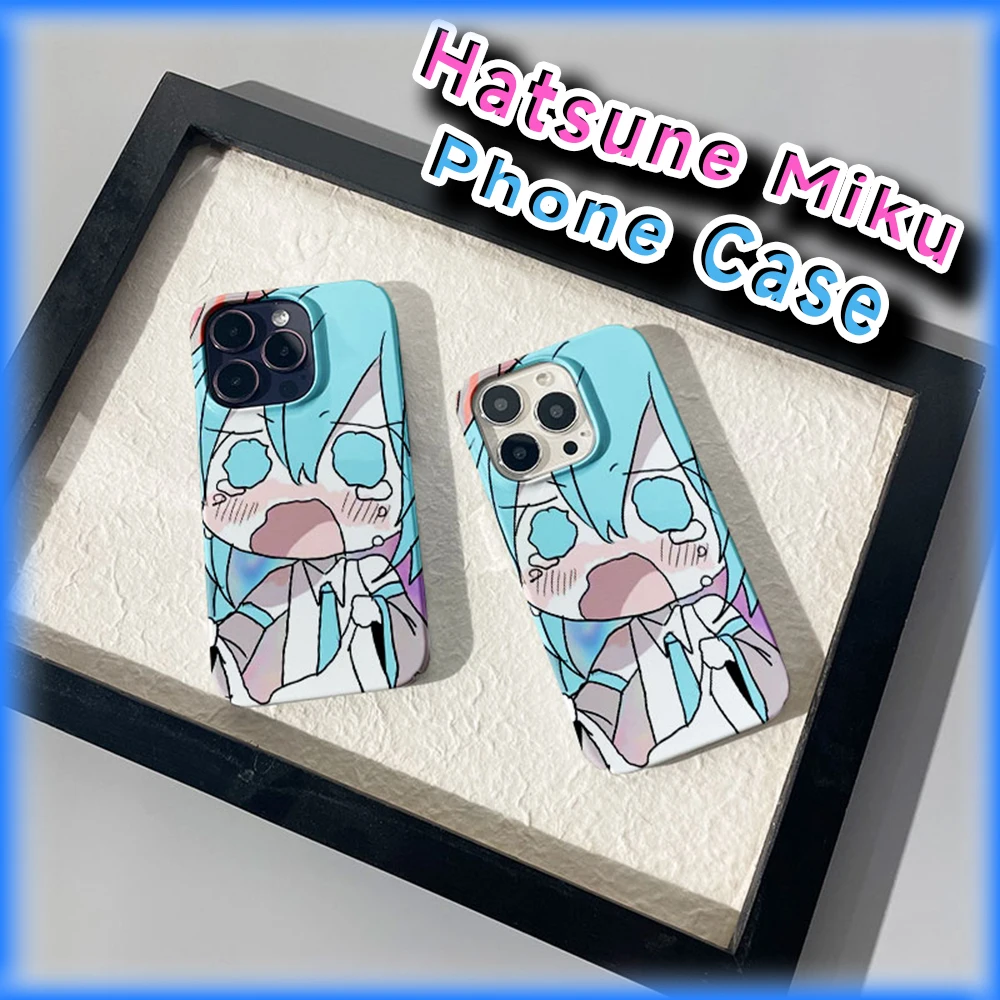 Kawaii Crying Hatsune Miku Phone Case for iPhone X 11 12 13 14 15 16 Pro Max Vocaloid Anime Protective Cover Gift