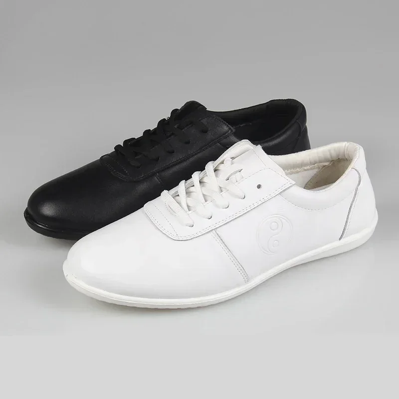 New Genuine Leather Kung Fu Tai Chi Shoes Martial Art Shoes Sport Sneakers Cowhide Leather Unisex Free Flexible Men Women 2025