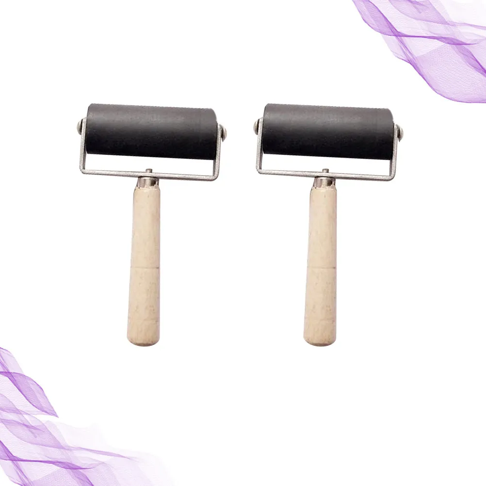 2Pcs 6Cm Printmaking Roller Rubber for Ink Glue Application Stamping Scrapbook Wallpaper DIY Crafts Heavy Duty Frame