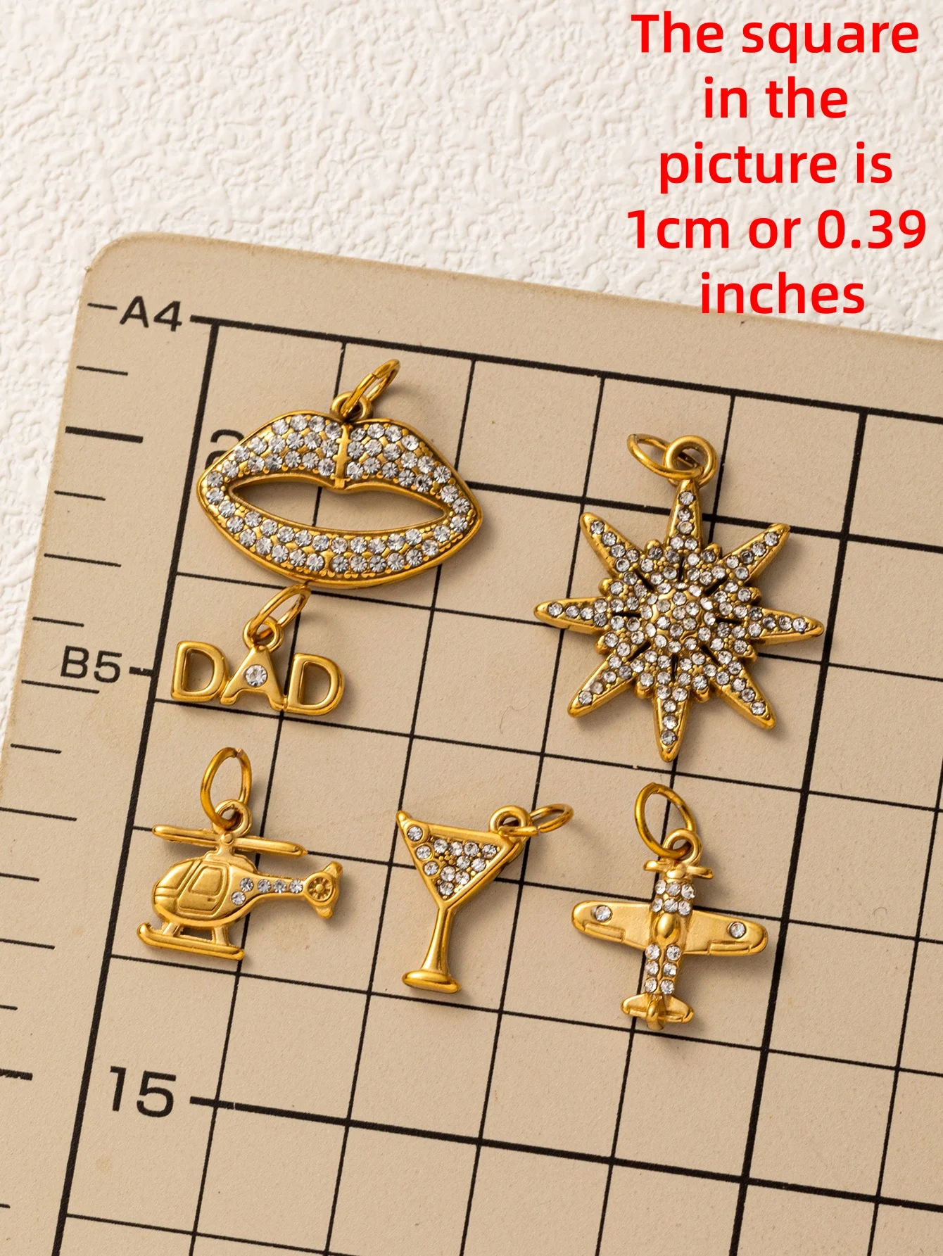 316 Edelstahl Wasserdichter Farbbeständiger Einfacher Flugzeug-Achteckstern Weinglas DIY Anhänger Charms für Schmuck – Detail 1