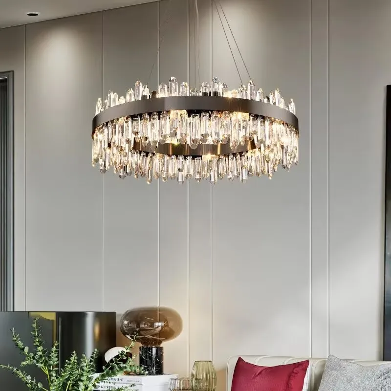 

2026 Modern Creative Fancy Design Gold Black Crystal Chandelier Indoor Lighting Hanging Lamp Decoration For Dining Room Living