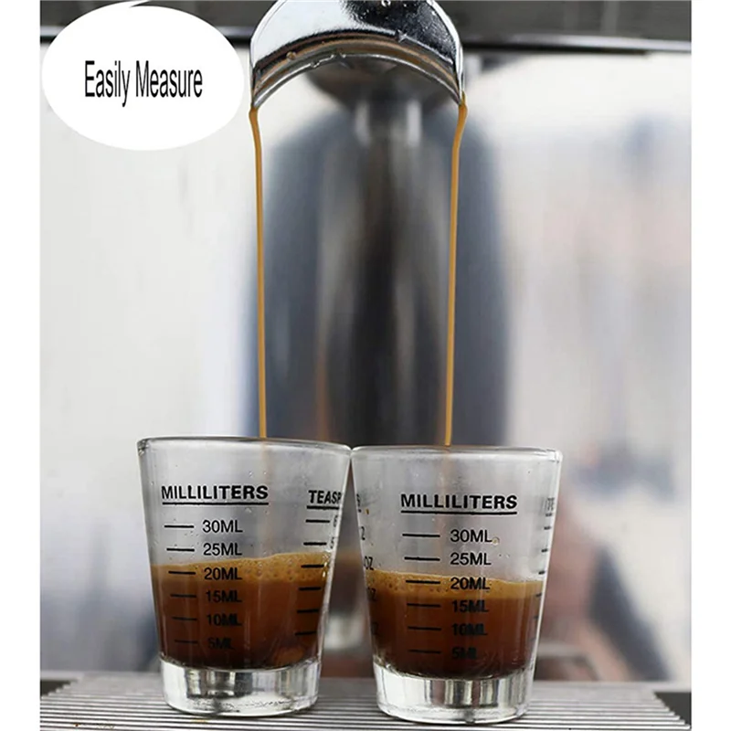 ABAH-12Pcs كوب قياس إسبرسو كوب زجاجي سائل زجاجي ثقيل كأس نبيذ 26 قياس تزايدي 1 أونصة، 6 Tsp، 2 تيرابايت، 30 مل