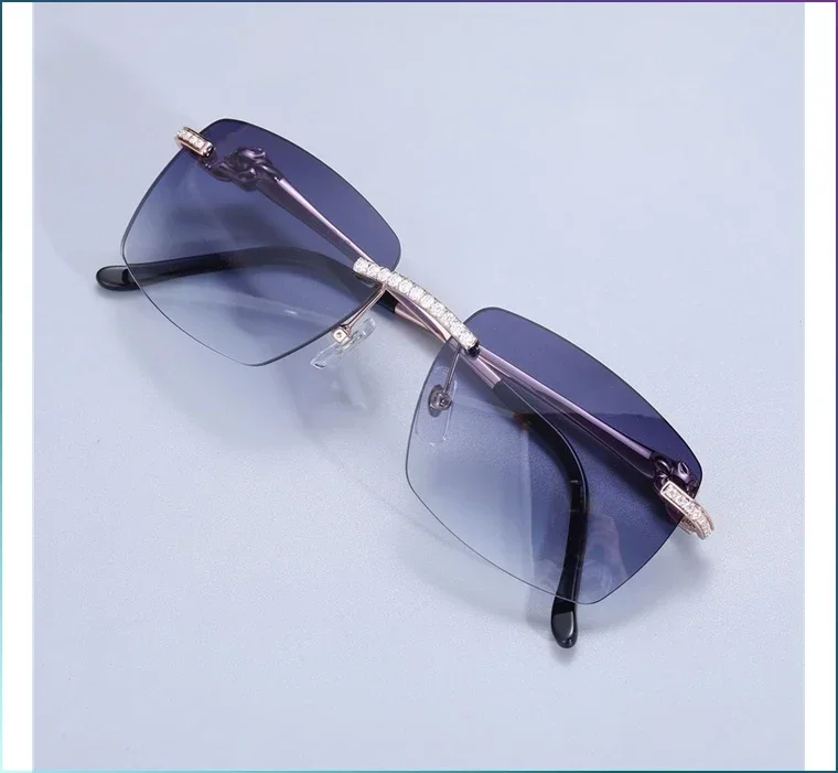 Pass Tester Luxury Glasses Stainless Steel Handmade Setting VVS Moissanite Diamond Iced Out For Women Shades Sunglasses Men