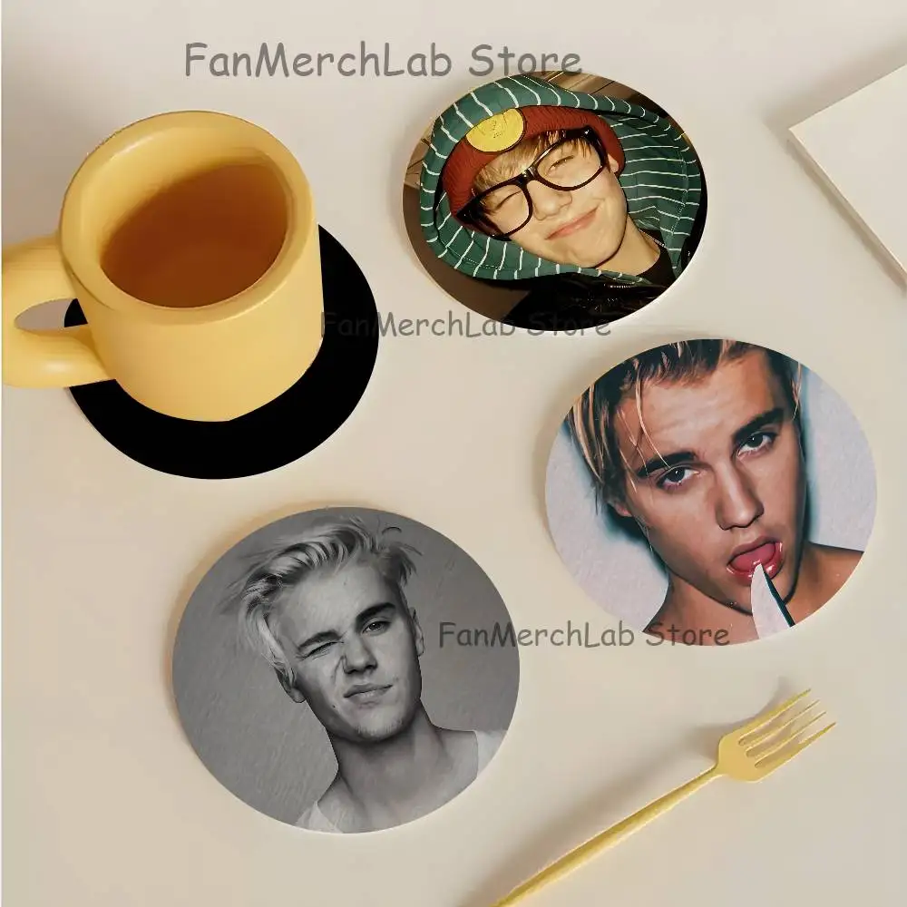 Singer J-Justin B-BieberS Cartoon Anime Cute Wooden Coaster Coffee Shop Beverage Shop Family Restaurant Cafe Decoration
