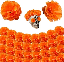 Artificial Marigold Flowers Day of The Dead Dia De Los Muertos Mexican for Diwali Home DIY Decoration Halloween Decor for Indian