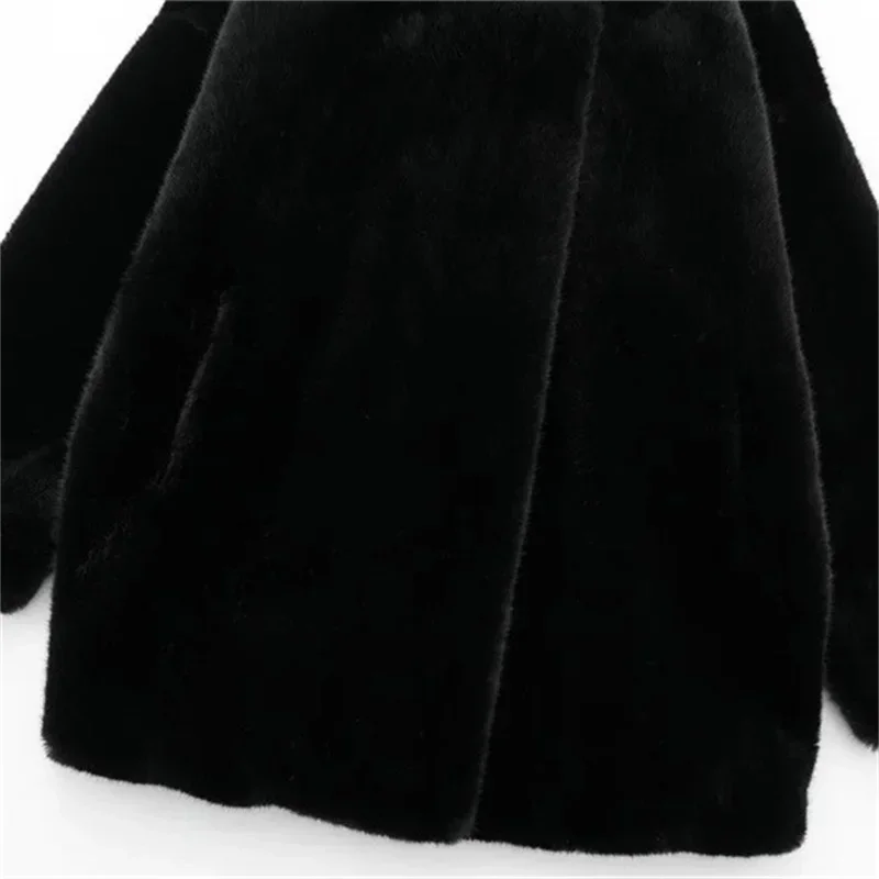 Abito da donna in pelliccia nera Blazer formale da donna abbigliamento da lavoro femminile giacca da donna da ufficio cappotto Casual invernale caldo Streetwear