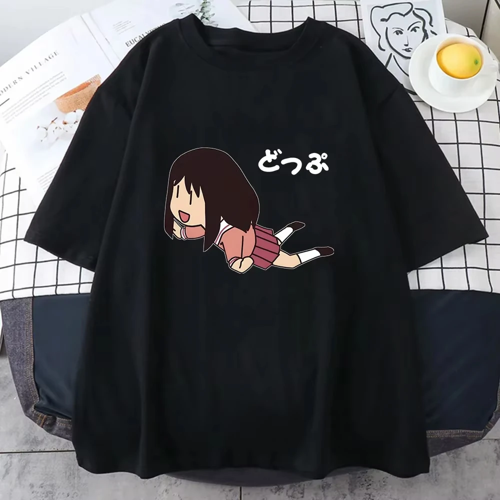 Azumanga Daioh Ayumu Kasuga Tshirts Women Fly Enjoy Happy Time T-shirts 100% Cotton Cartoon T Shirts Summer Originality Harajuku