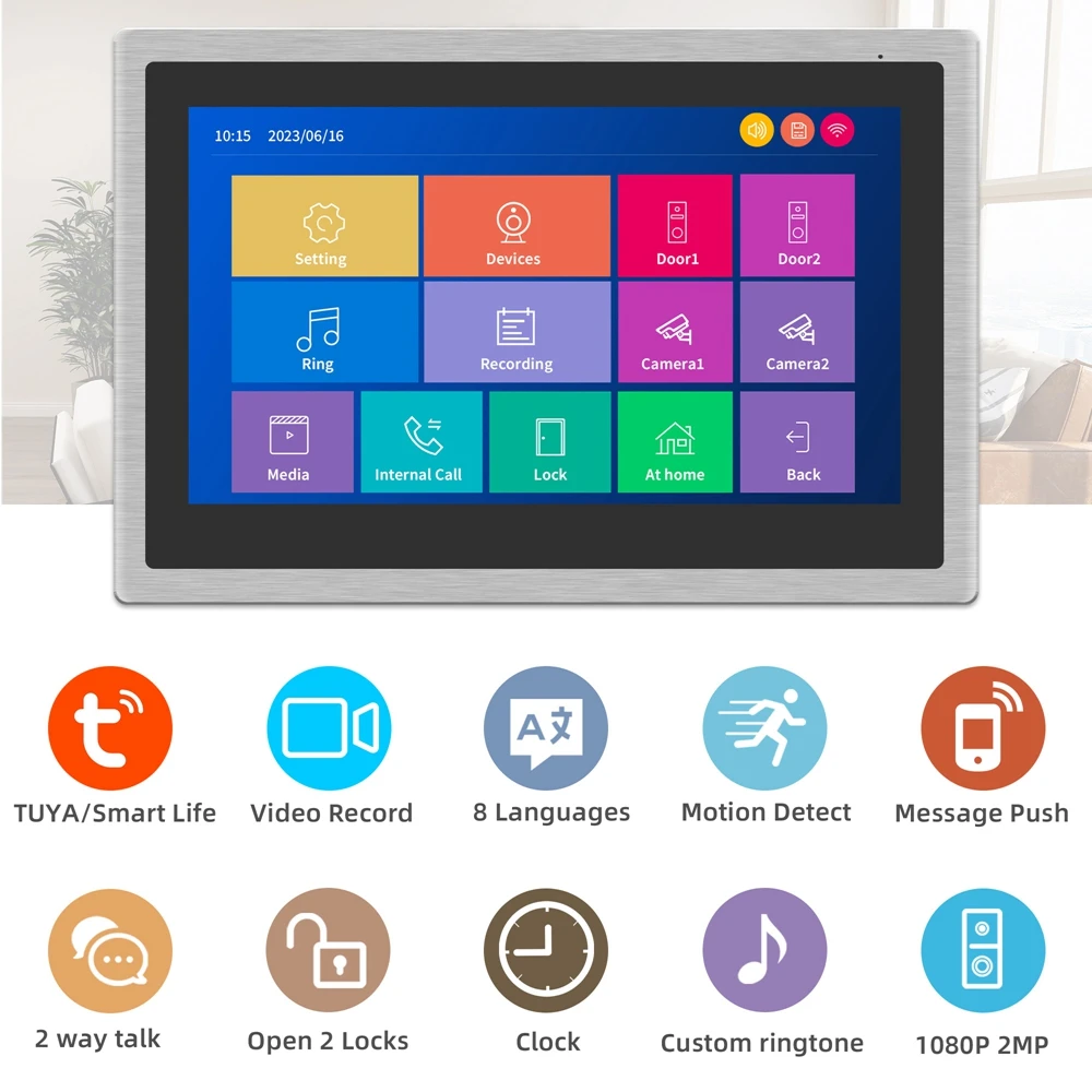 KARMEN Tuya Smart Home Gegensprechanlage, WLAN-Video-Türsprechanlage mit Kamera, Touchscreen-LCD-Display, RFID-Türklingel-Entriegelung – Detail 1