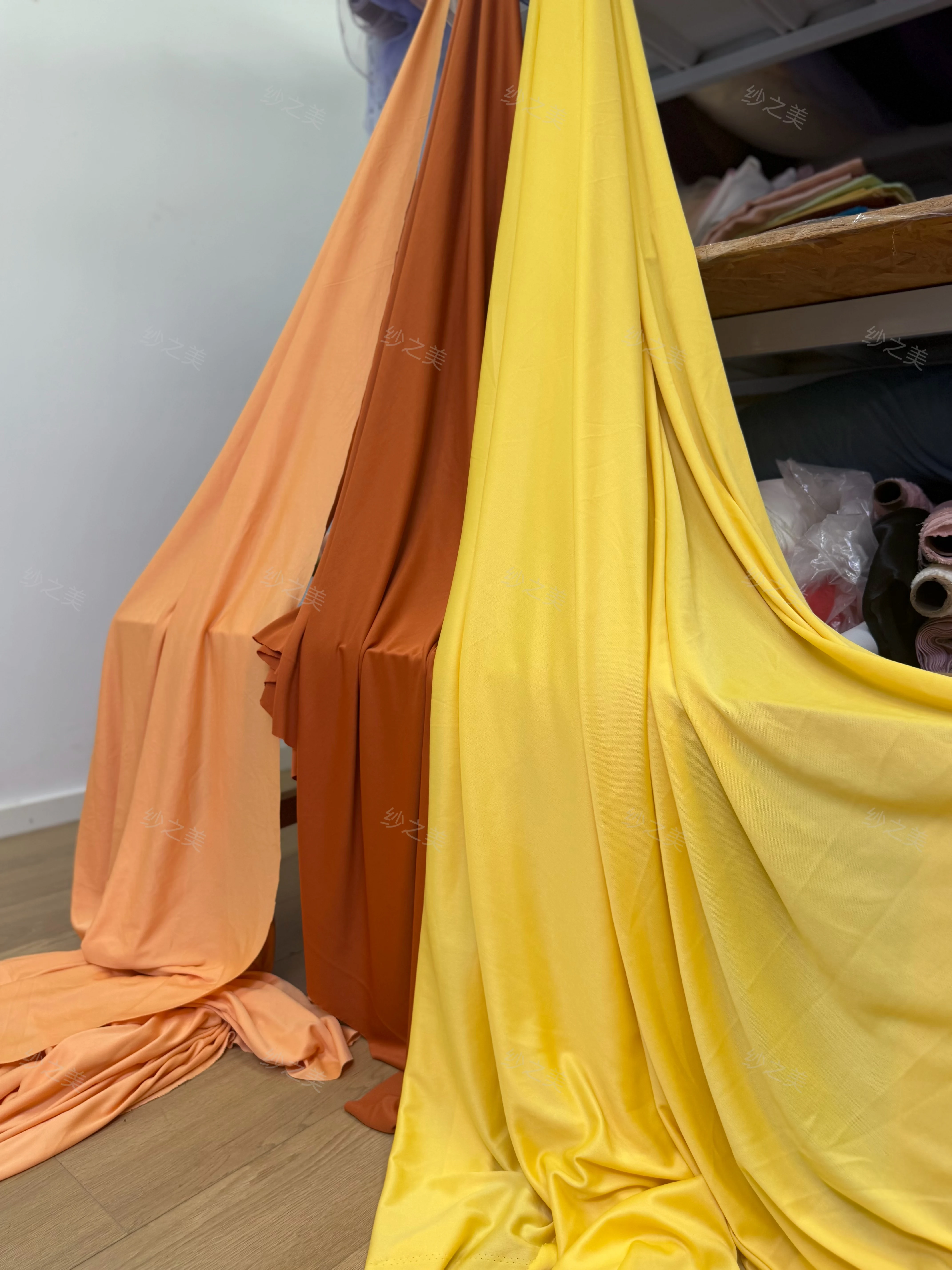 Orange Yellow Draping Fabric for Wedding Curtain Ceiling Purdah Background Stage Layout Dessert Table Decorative Cloth Fabric