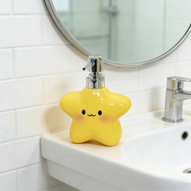 Star Ceramic Press Empty Bottles Lotion Shampoo Shower Gel Dispenser Creative Refillable Container Durable Practical Daily Use