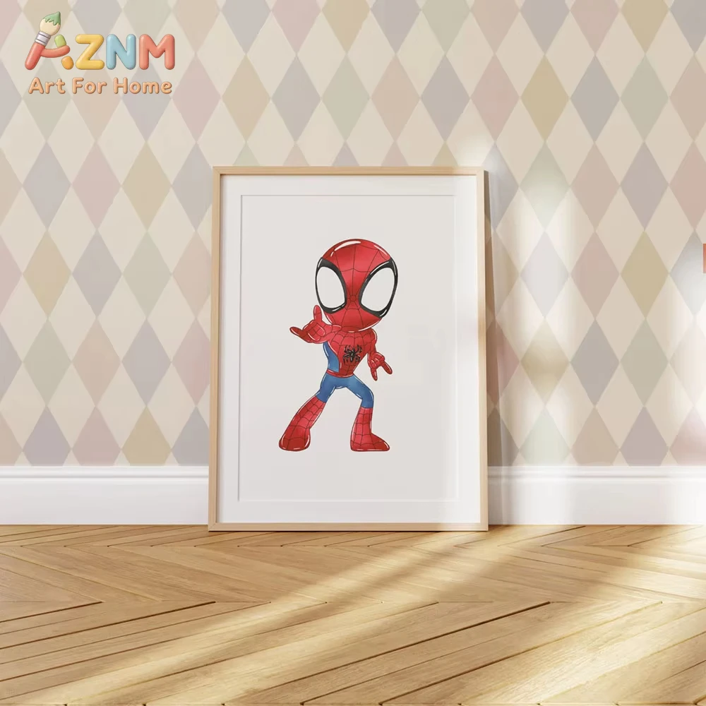 Póster de Marvel Spidey y sus amigos, Hulk, Iron Man, póster de lienzo para pared de guardería, imágenes bonitas de héroes de Marvel, decoración para sala de juegos y habitación de niños