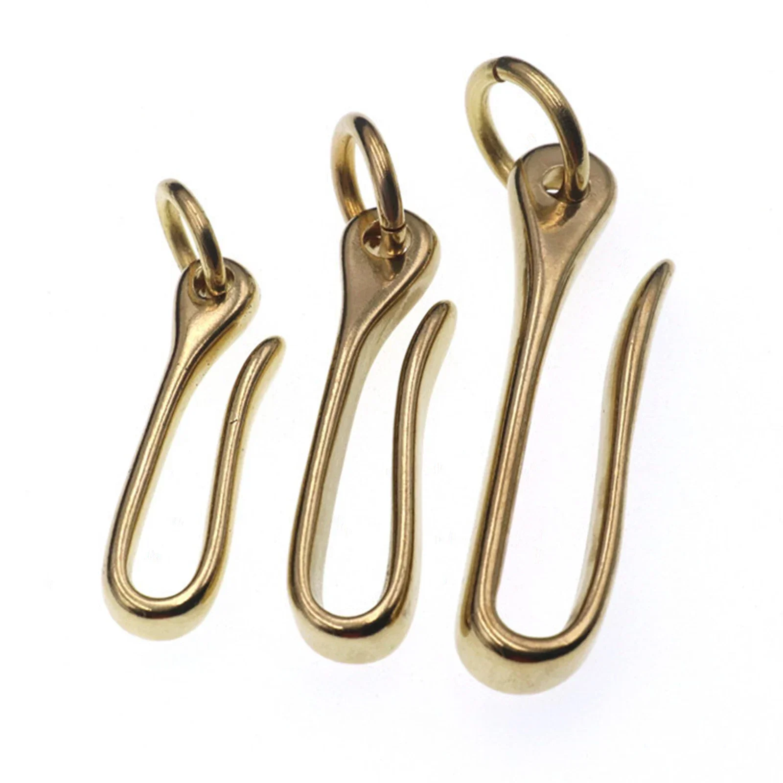 3pcs Brass U Hook 48/60/71mm Belt Buckle Wallet Clip Key-chain 48/60/71mm Keys Holder Ring DIY Purse Handbag Craft Sewing Supply