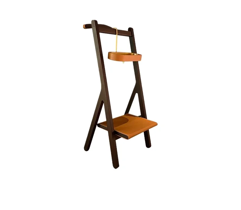 

Italian minimalist style saddle leather hanger floor-to-ceiling bedroom solid wood clothes hanger