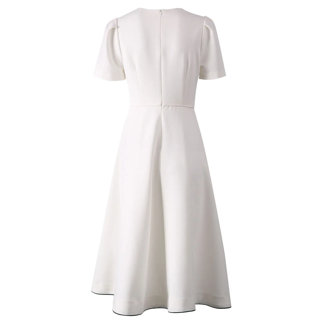 ZJYT Dames Bloemborduurwerk Midi-jurk Zomer Wit Zwart Korte mouw Elegant Vintage Casual Party Runway 2025, nieuwe mode