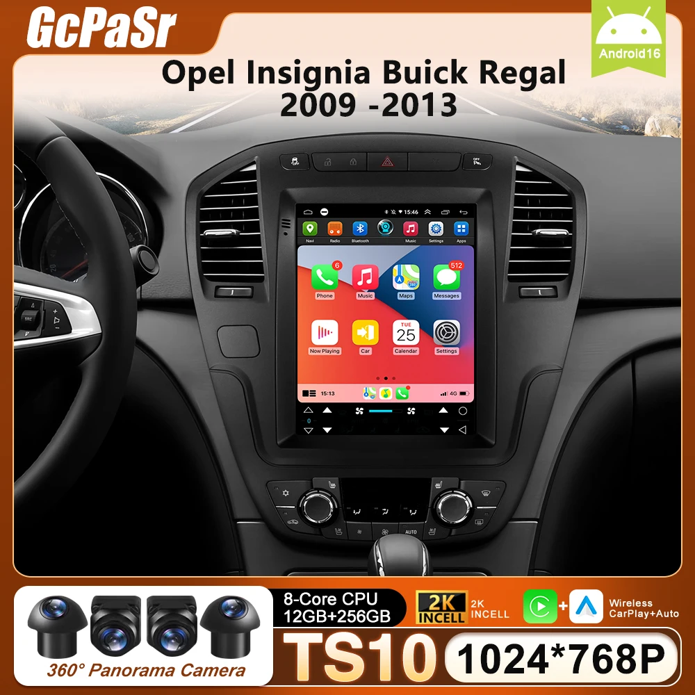 9.7 inch Android 16 Car Radio for Opel Insignia Buick Regal 2009 -2013 Multimedia Stereo NO 2Din Vertical Screen Carplay 4G WIFI