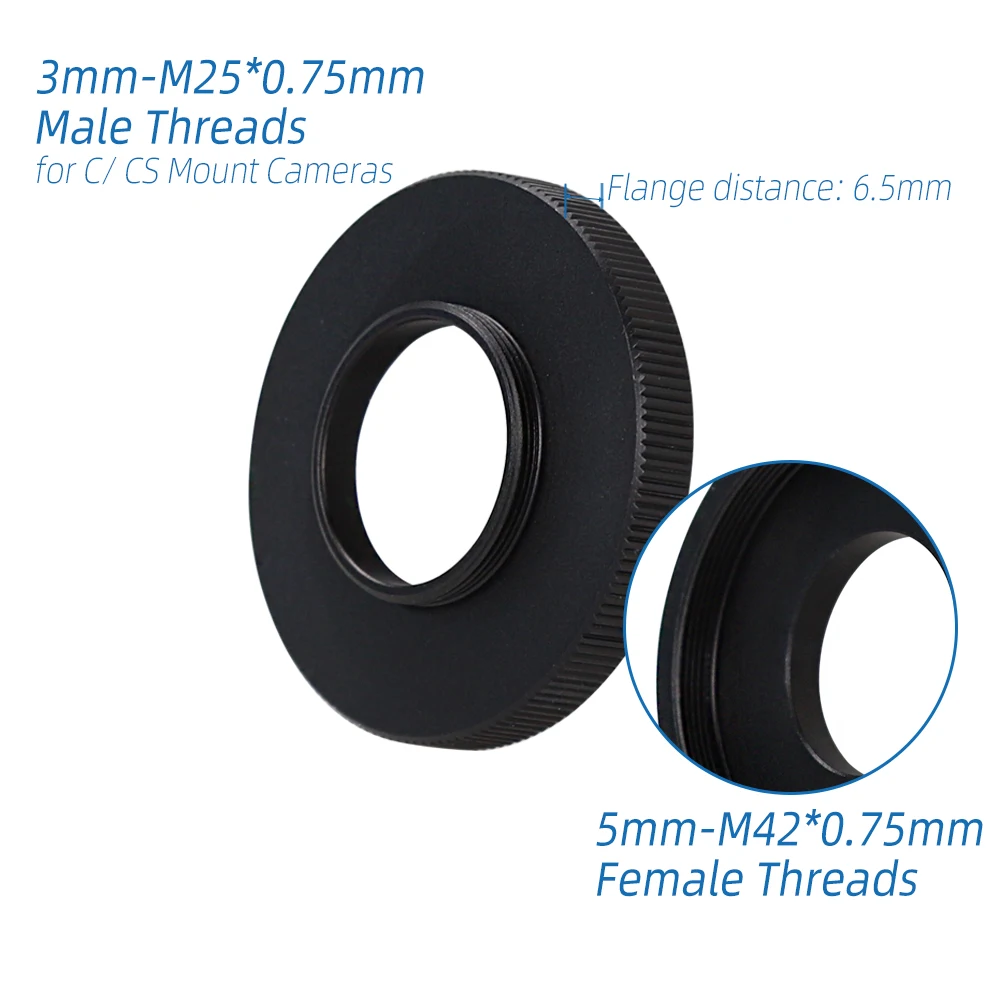 EYSDON M42x0.75mm to M25x0.75mm Conversion T Ring Adapter C-Mount Converter C/CS CCD Interface Camcorder CCTV Cameras