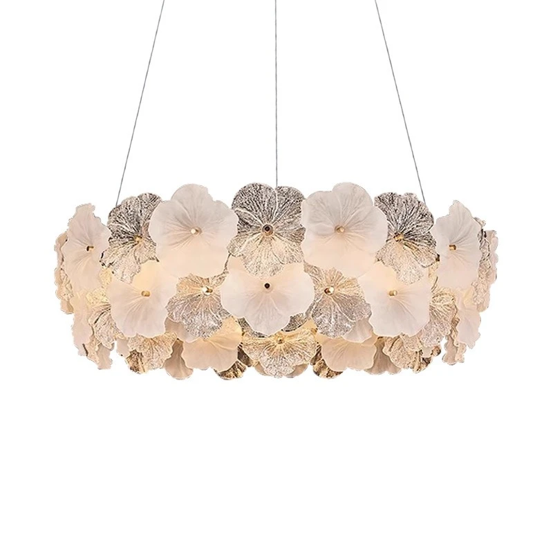 

French living room lamp chandelier glass flower hall lamp bedroom study lamp