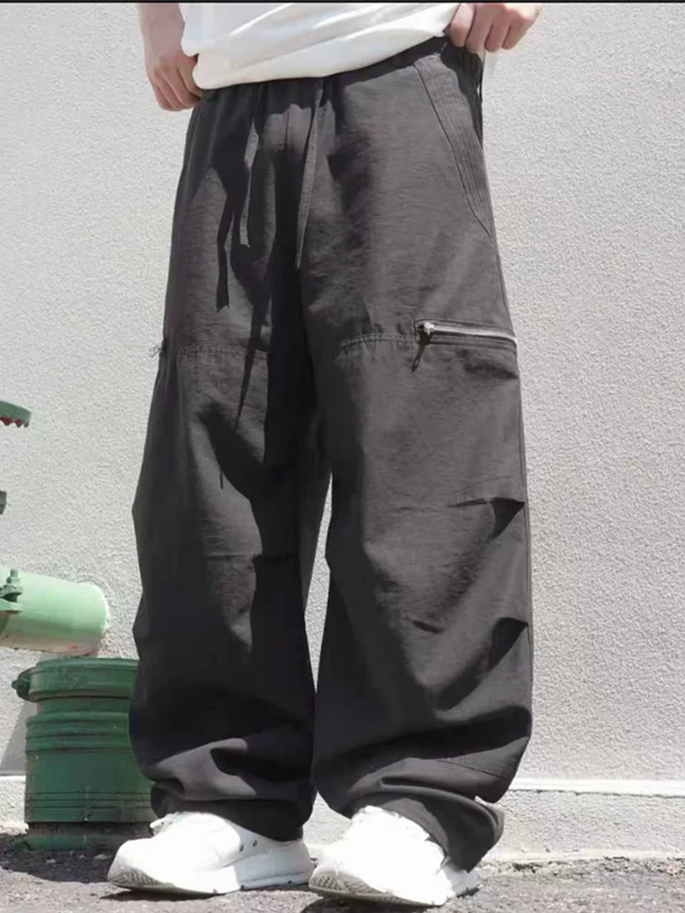 

Spring New Men's Retro American Fashion Multi-Pocket Casual Pants Loose Straight Workwear Long Trousers Knife Shape Design