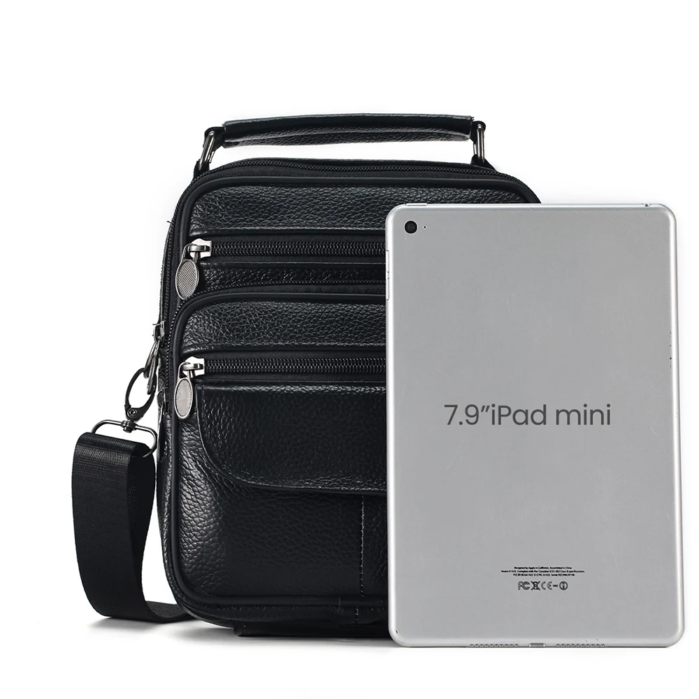 Men Genuine Leather Crossbody Bags Messenger Bag for Male Trendy Shoulder Bags Casual Travel Sling Bag Large Capacity Handbags