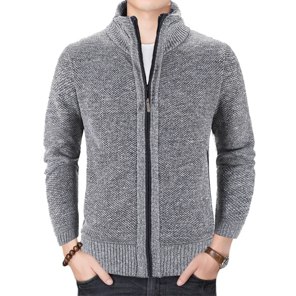 

Top Quality 2022 Autumn Winter New Men's Jacket Slim Fit Stand Collar Zipper Jacket Men Solid Cotton Thick Warm Men Sweater