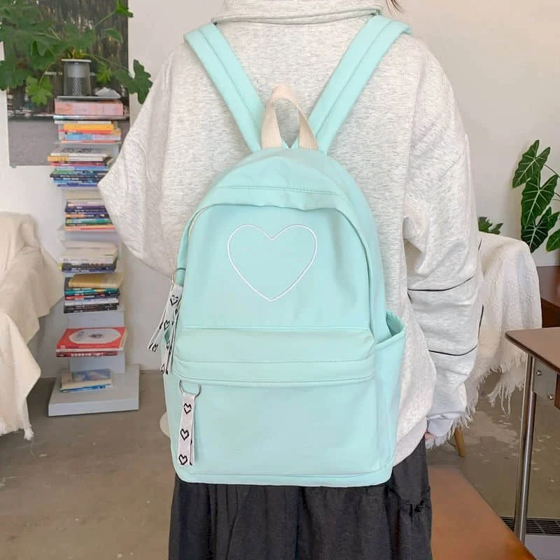 

Sweet Backpacks Casual Ins Style Student Large Capacity Love Embroidery Nylon Backpack For Men And Women 2026 New In Travel Bags