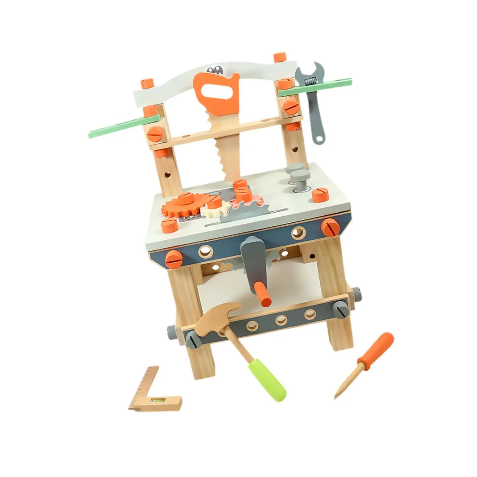 Wooden Workbench Toy Set for Children Montessori Educational Pretend Play Construction Tool Bench with Repair Tools for Kid Gift