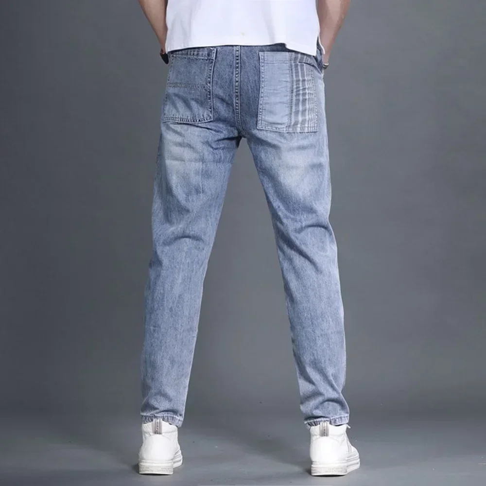 Men Jeans Patchwork Multi-Pocket Couple Denim Pants Beggar Style cargo pants High Street Casual Male Streetwear pantalon homme