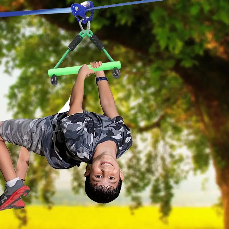 Zipline Kits Wear-resistant ABS Slider Zipline Pulley Kit Safe Slackline Kit Adventurous Backyard Playset For Building