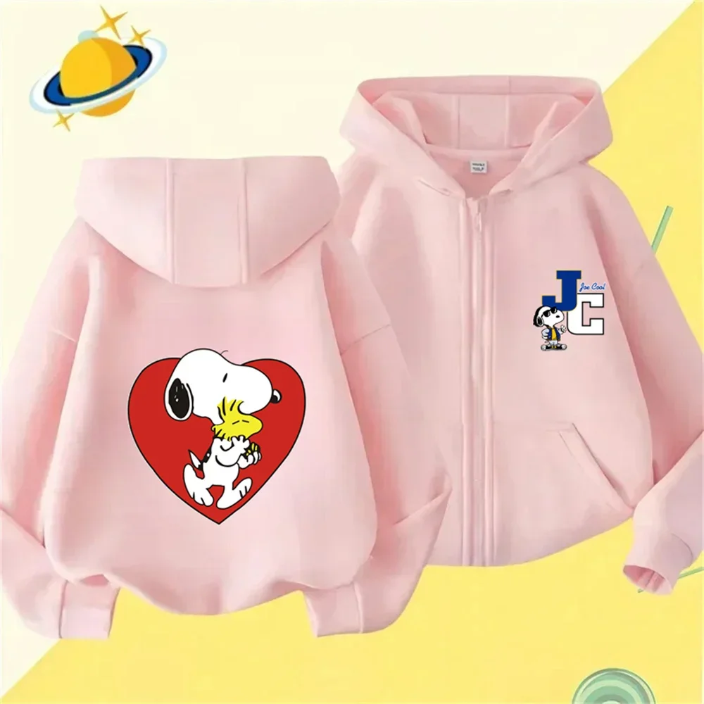 Children's Sports Brand Snoopy Hoodie Boys and Girls Fashion Outdoor Zipper Hoodie Spring and Autumn Warm Cute Printed Top