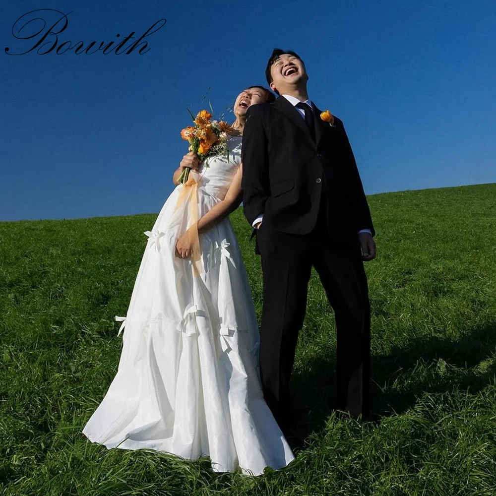 

Bowith Korean Wedding Dresses O-Neck Sleeveless Bow Corset Bridal Dresses Outdoor Wedding Photo Shoot Dresses ウエディングドレス