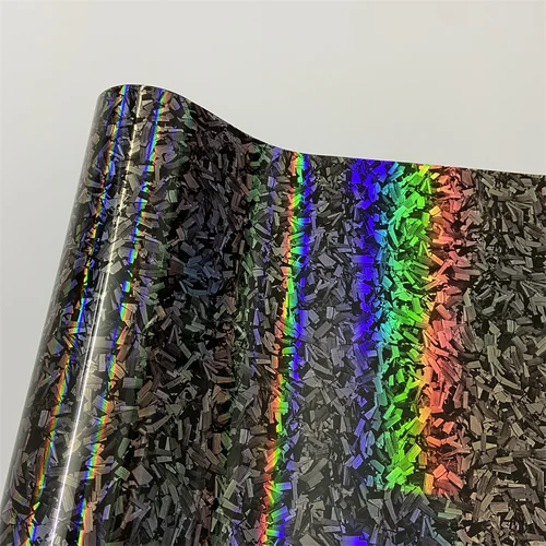 Envoltura de fibra de carbono forjada con láser brillante, pegatinas de vinilo para motocicleta, película de cambio de Color para carrocería de coche de carbono forjado holográfico de arcoíris