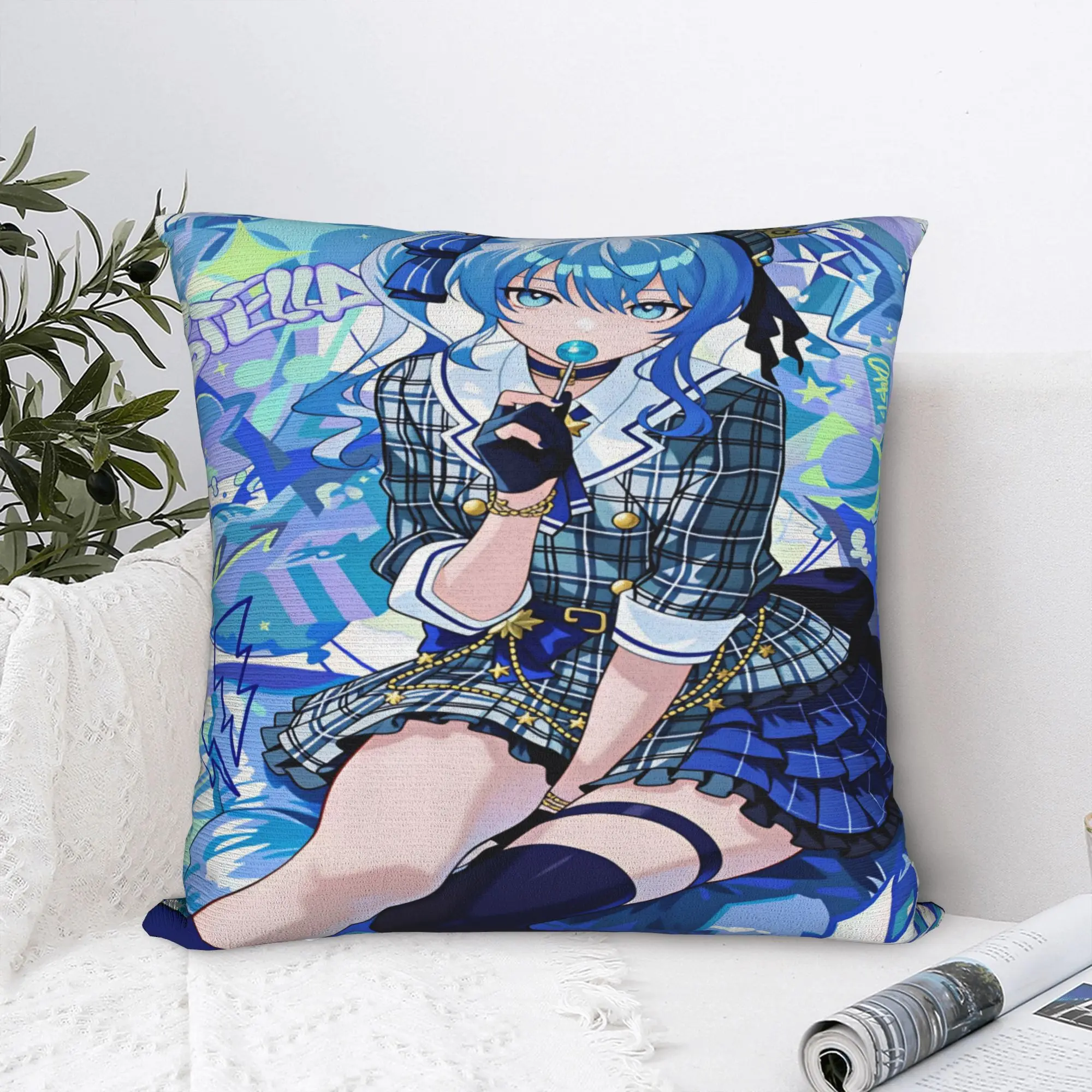 Anime Singer Idol H-Hololive Suise Pillow Cover  Soft Cushion Cover Funny Pillow Case For Sofa Car Home Decor