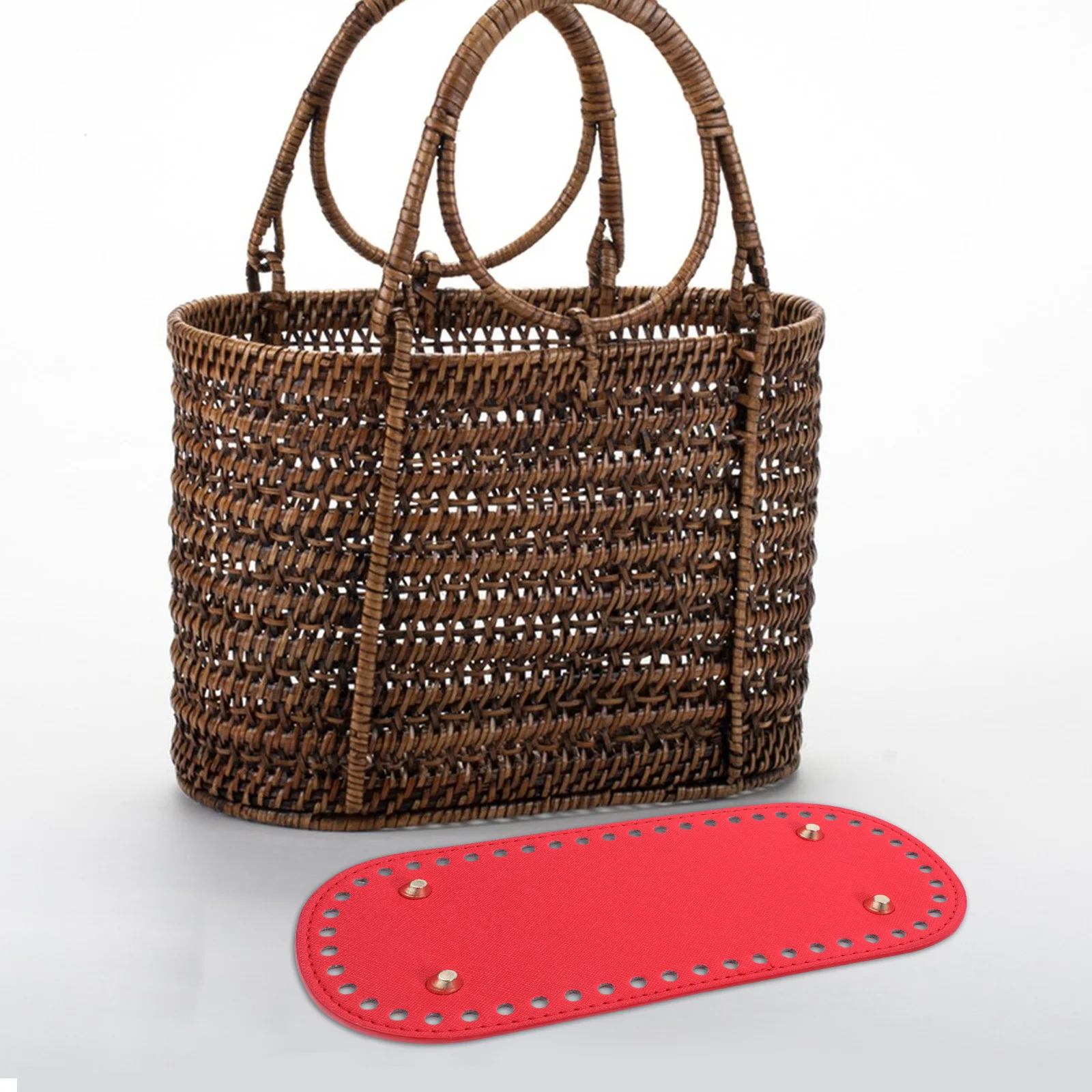 

2Pcs Crochet Bag Base and Handle Decorative Artificial DIY Bottom Board for Handbags Storage Basket Craft Accessories