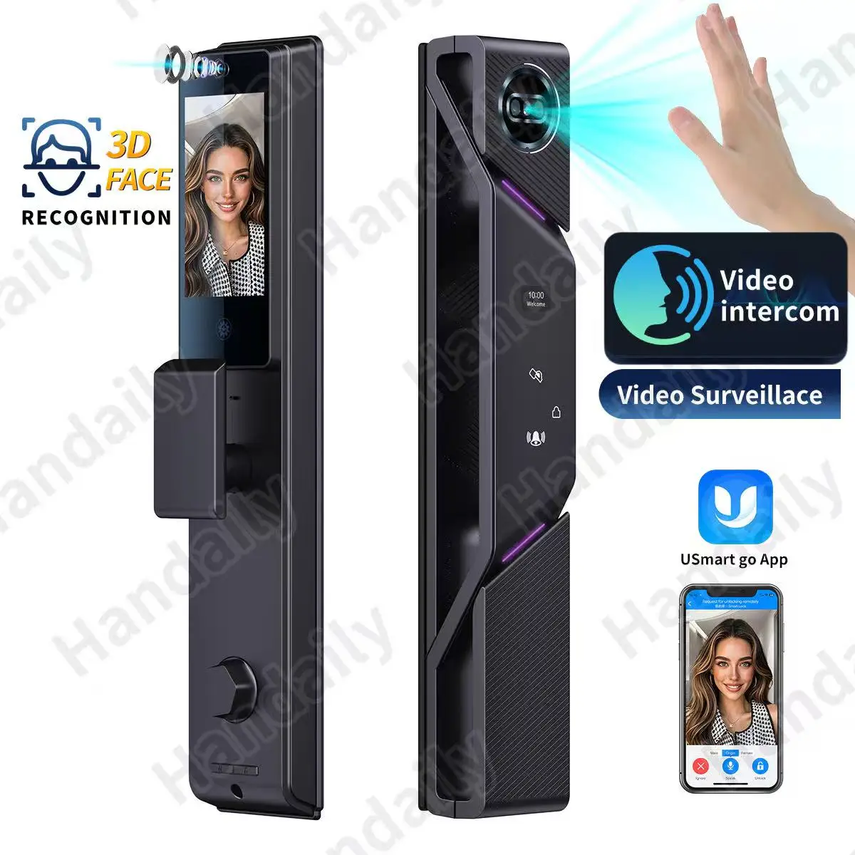 

Convenient facial recognition fingerprint palm vein smart lock keyboard touch biometric lock - anti-peeping
