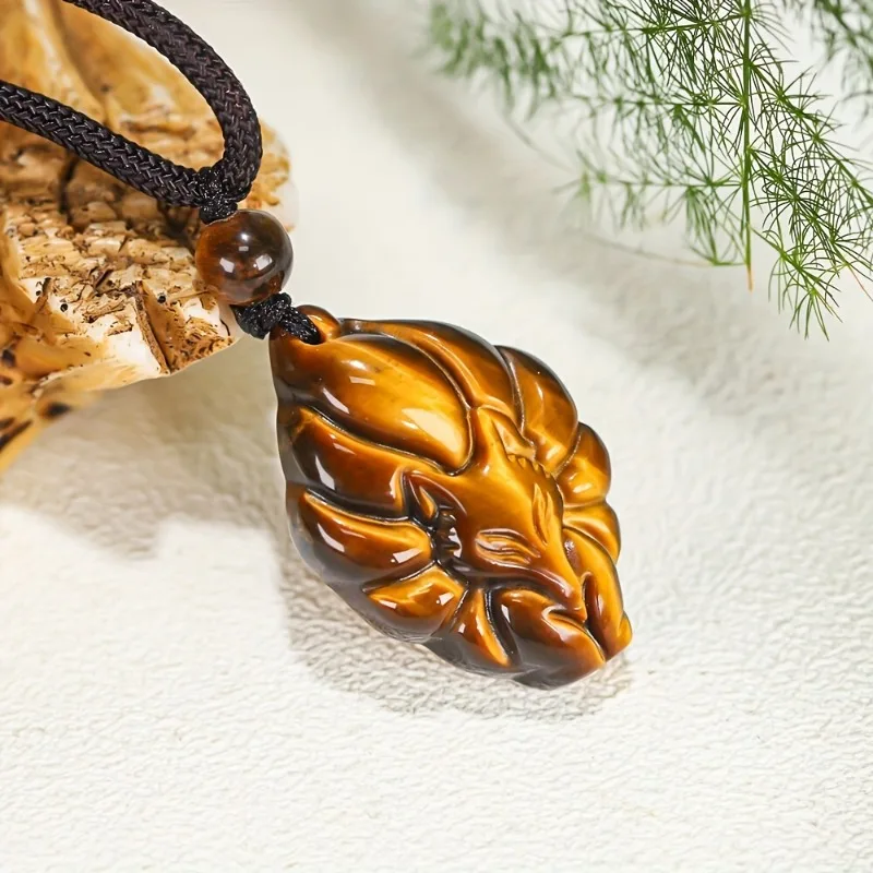 

Подвеска «Девятихвостая лиса» из натурального камня «Тигровый глаз» классически и модная, подходит для ежедневных путешествий, цепочка для свитера