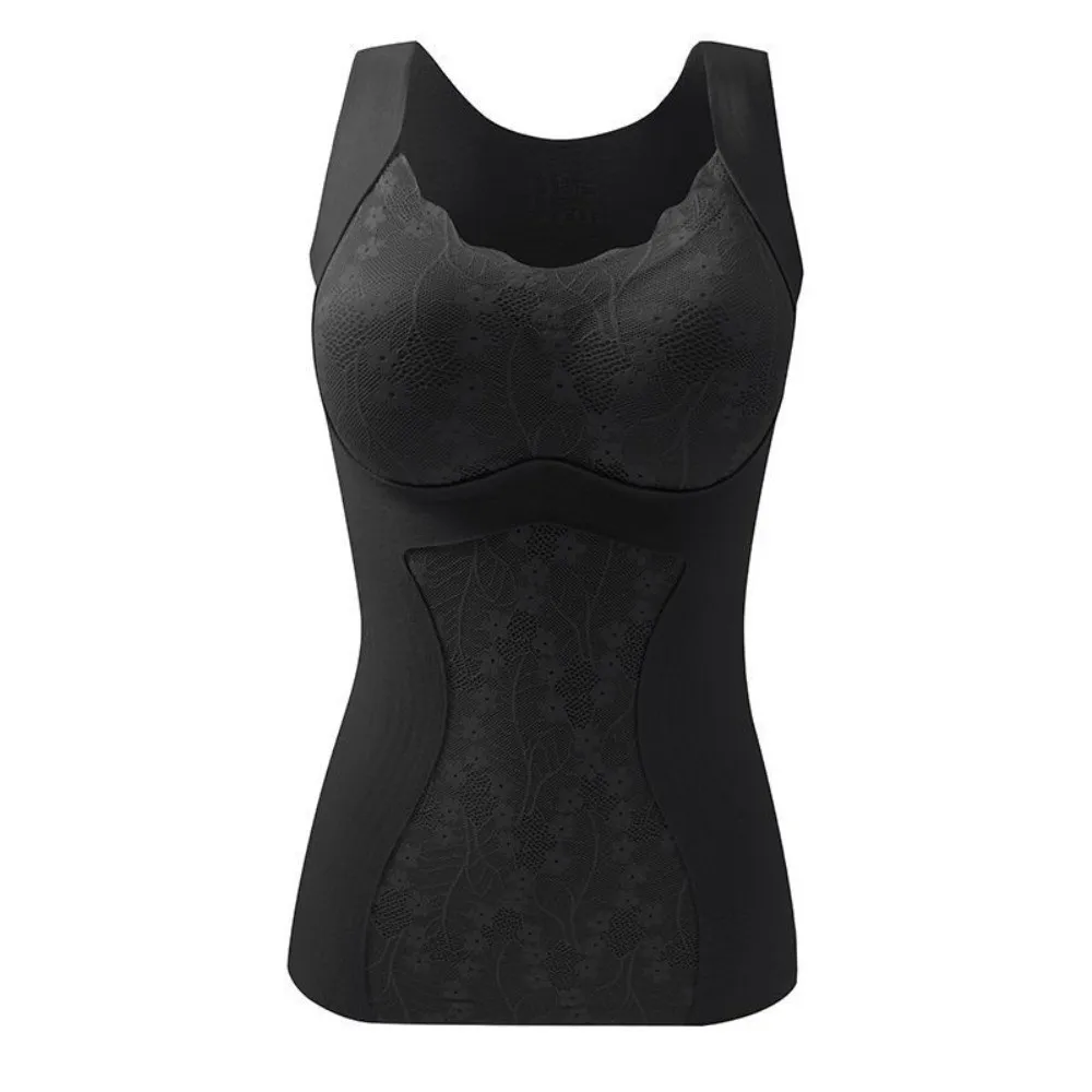 Lace Thermal Shapewear Camisole Slimming with Padded Cups Postpartum Body Shaper Tummy Control Sleeveless Thermal Underwear