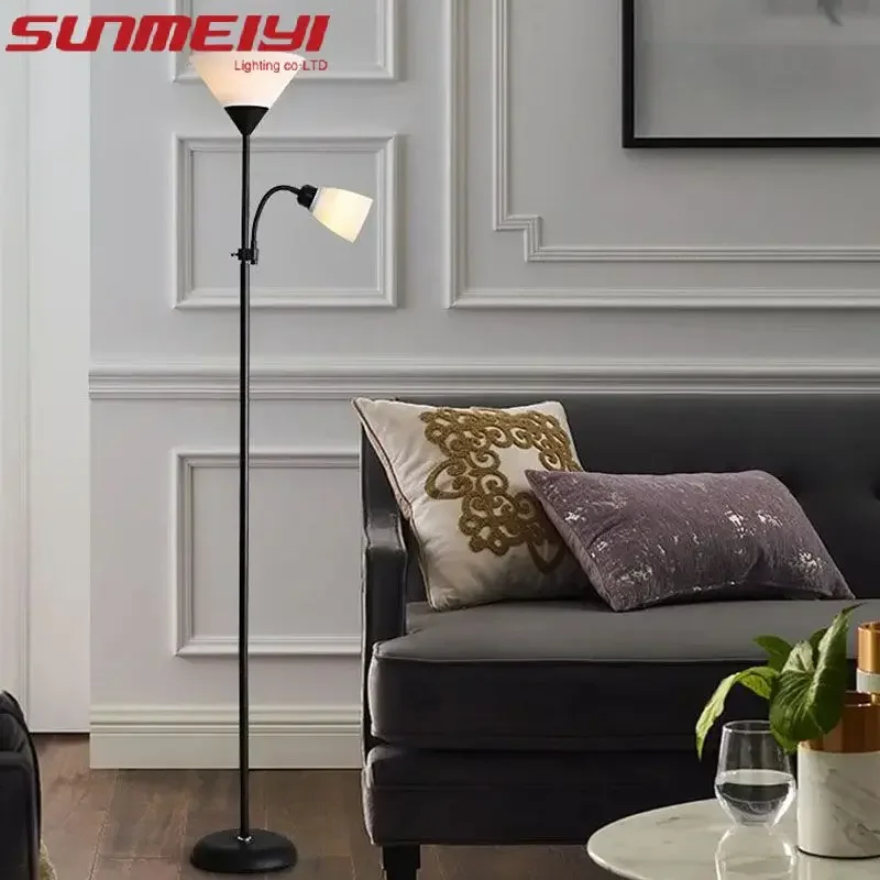 Nordic Minimalist and Fashionable Floor Lamp E27 Living Room Bedroom Study Bedside Modern Multifunctional LED Vertical Lamp