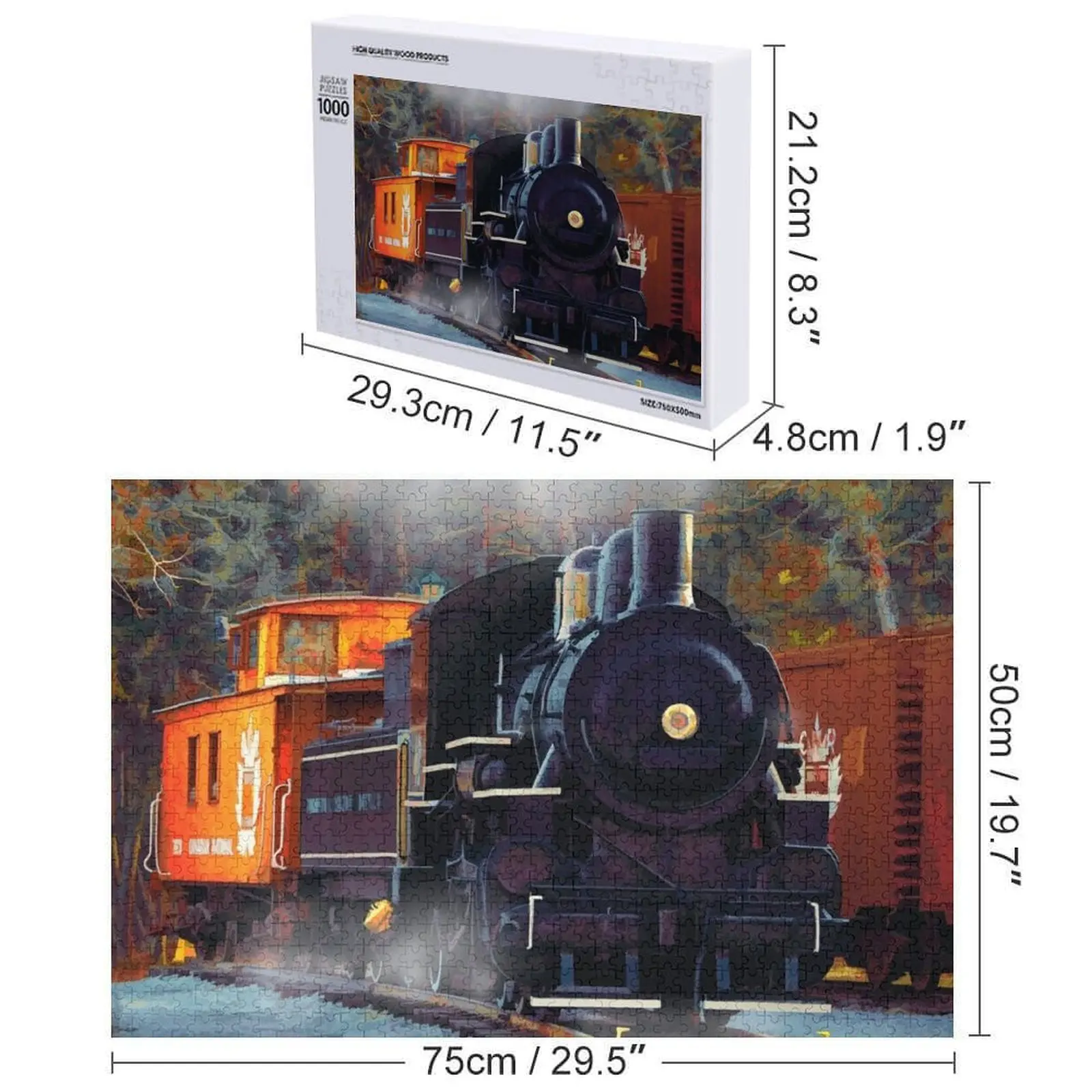 레일 야드 - 증기 기관차 직소 퍼즐 맞춤형 어린이 장난감 게임 어린이 맞춤형 선물 퍼즐
