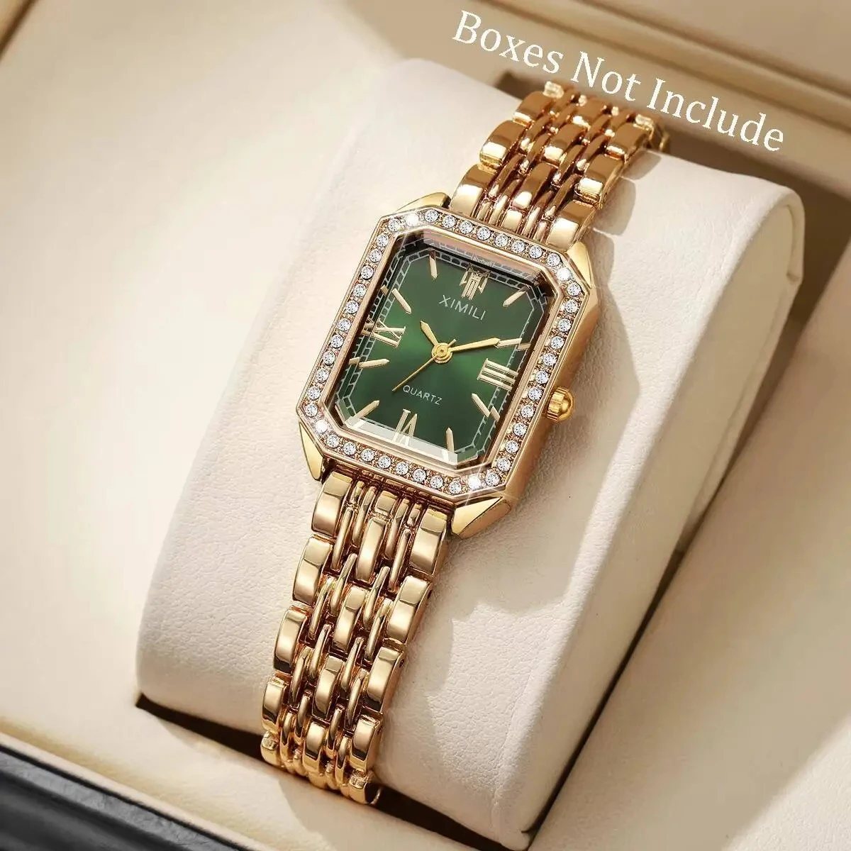 Relojes rectangulares con diamantes de imitación a la moda para mujer, reloj de pulsera de cuarzo con correa para mujer, reloj femenino (sin caja)