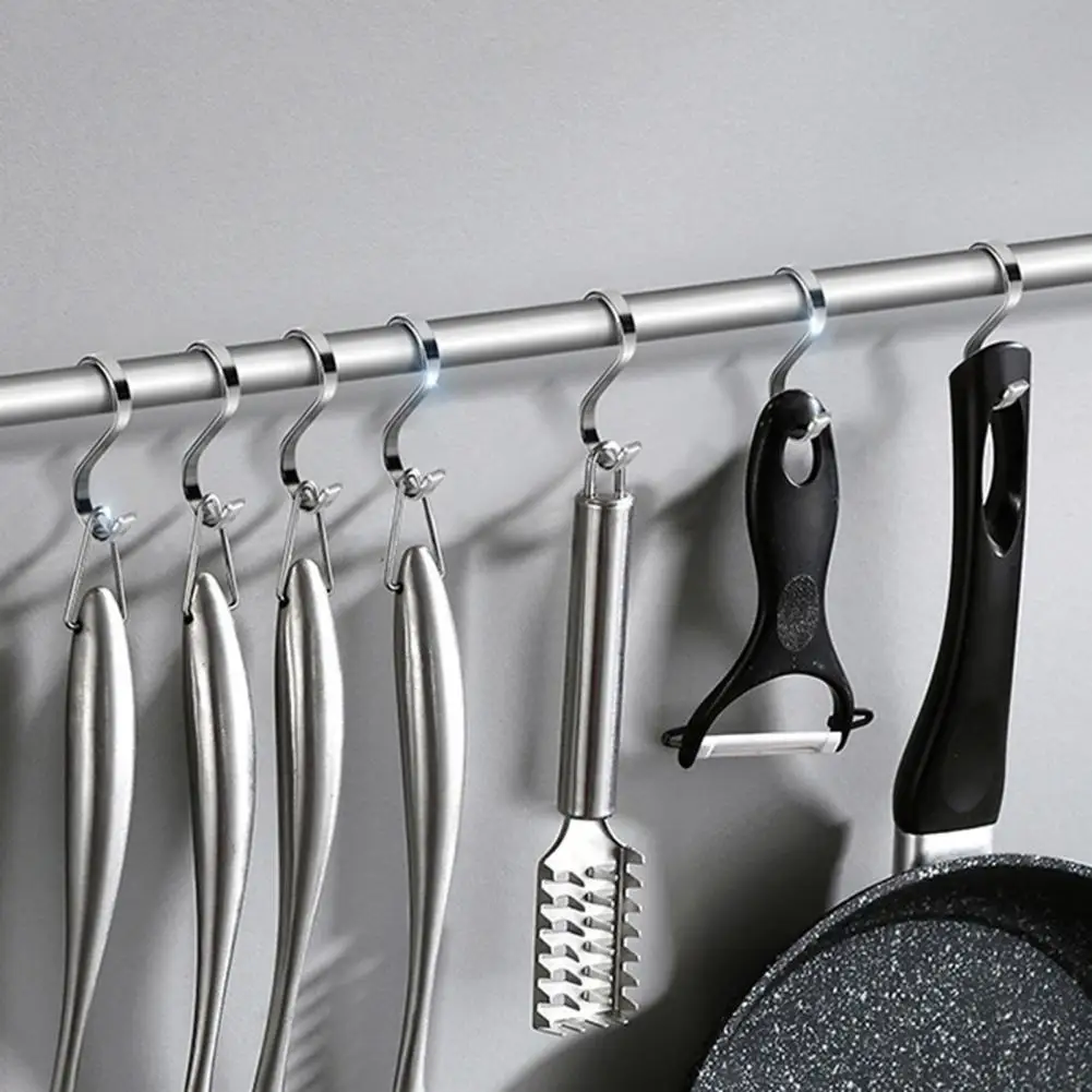 Big Size Stainless Steel S Shaped Hook Clothes Towels Hanging Hook Bathroom Kitchen Railing S Hanger Hook Clasp Holder Hooks